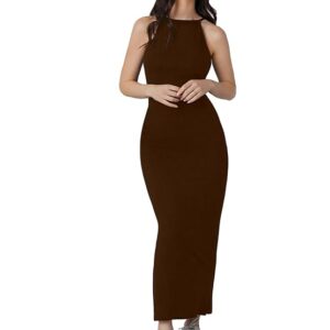 Aahwan Pink Solid Halter Neck Solid Bodycon Midi Dress