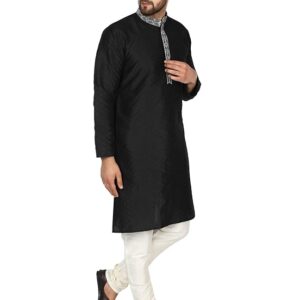 Anarva Men's Jacquard Silk Embroidered Kurta